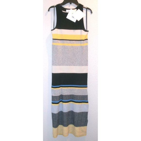 Victoria Beckham Stripe Ribbed Knit Midi Dress 6 - Picture 4 of 6